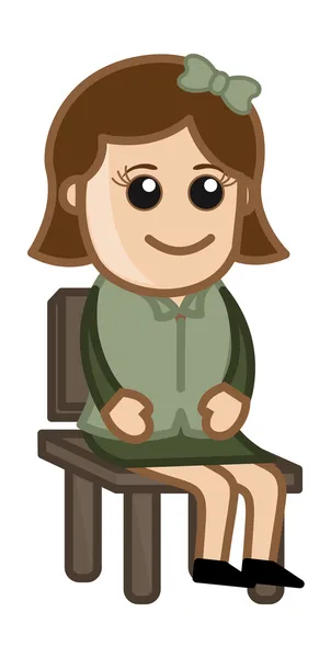 Woman Sitting on Chair - Business Cartoon Character Vector — Stock Vector