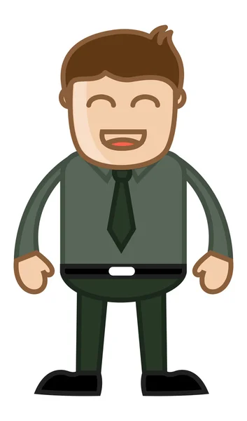 Uomo molto felice in ufficio - Vettore del personaggio dei cartoni animati aziendali — Vettoriale Stock