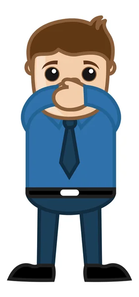 Feche a boca - Business Cartoon Character Vector — Vetor de Stock