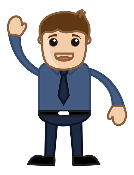 Man Saying Hi in Office - Business Cartoon Character Vector — Stock Vector