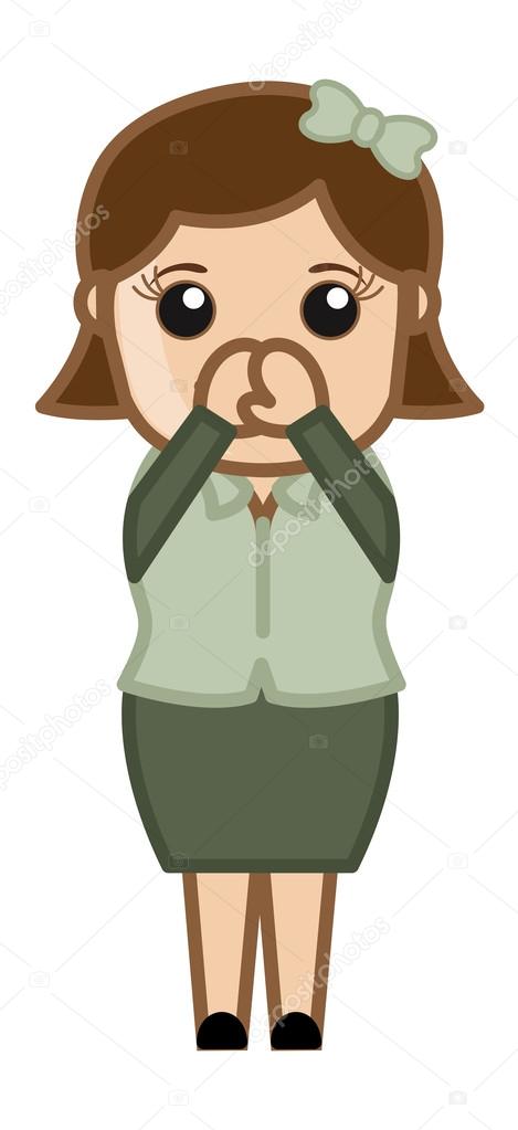 Cold in Office - Business Cartoon Character Vector