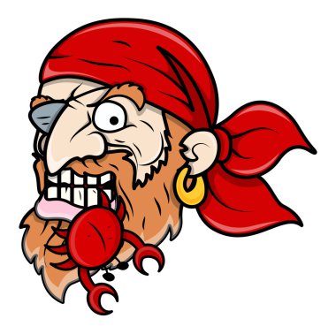 Yengeç - vektör karikatür çizim yeme korsan
