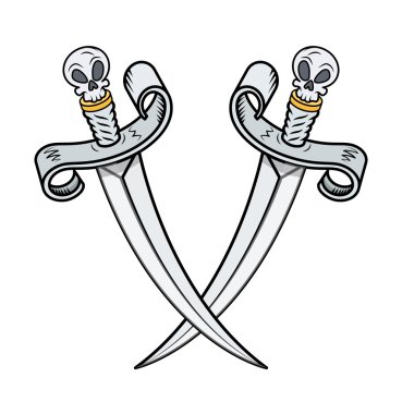 Vikingler kılıç - vektör karikatür çizim geçti