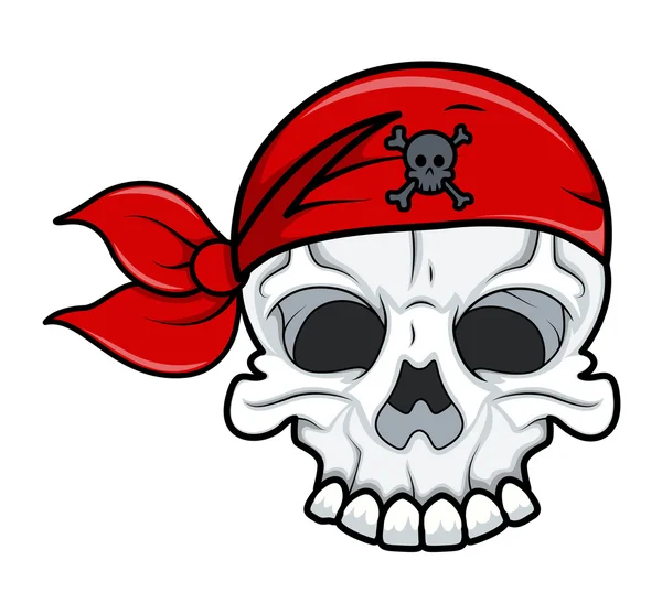 Pirate Skull Tattoo - Vector Cartoon Illustration — Stock Vector