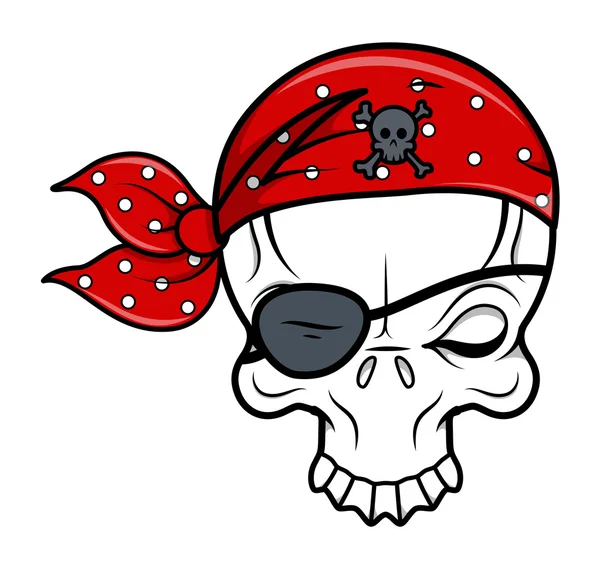 Cráneo pirata divertido - Vector ilustración de dibujos animados — Vector de stock