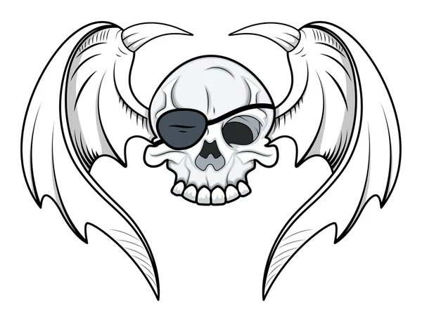 Flygande öga lapp skull - vektor tecknad illustration — Stock vektor