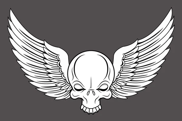 Flygande skull - vektor tecknad illustration — Stock vektor