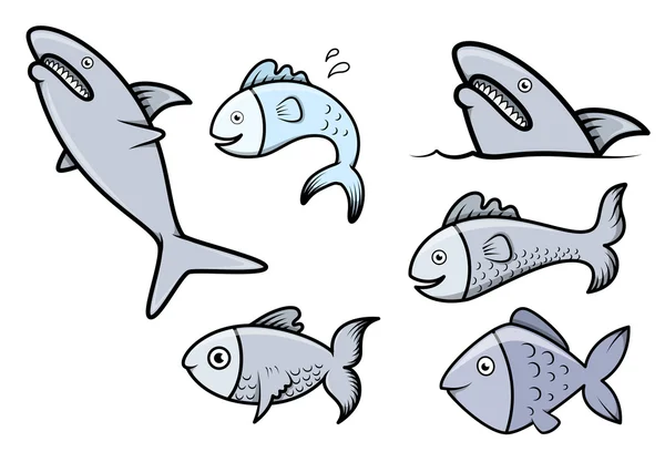 Fisk set - vektor tecknad illustration — Stock vektor