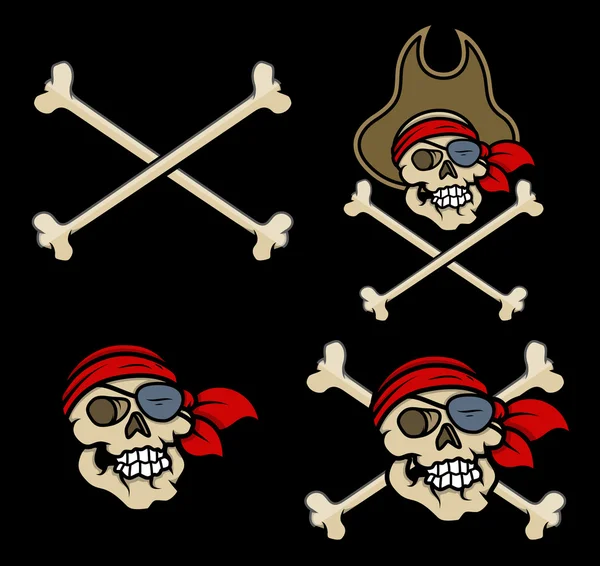 Captain Pirates Skull - Vector Cartoon Illustration — Stock Vector