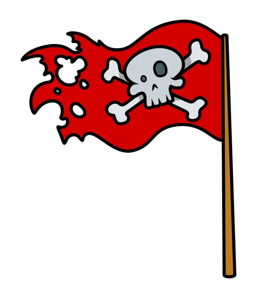 Jolly Roger Bandera Roja - Vector ilustración de dibujos animados — Vector de stock