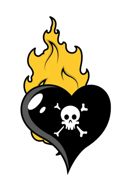 Vetor de tatuagem de coração ardente — Vetor de Stock
