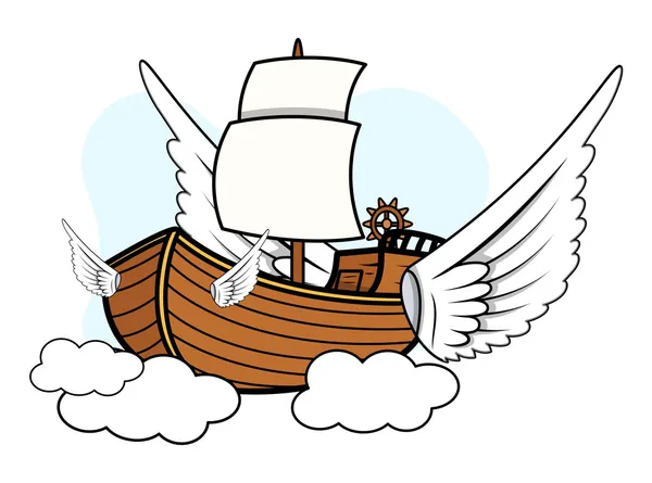Летающий корабль - векторный мультфильм — стоковый вектор
