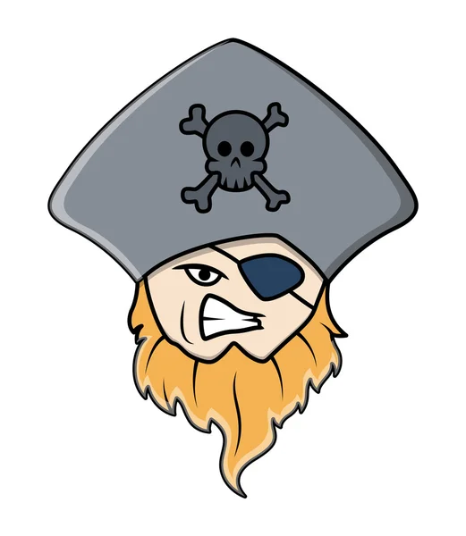 Pirate Captain with Eye Patch - Vector Cartoon Illustration — Stock Vector