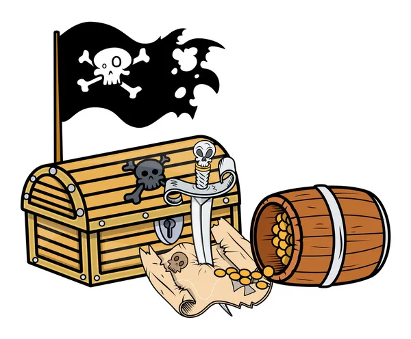 Tesouro pirata - Ilustração dos desenhos animados vetoriais — Vetor de Stock