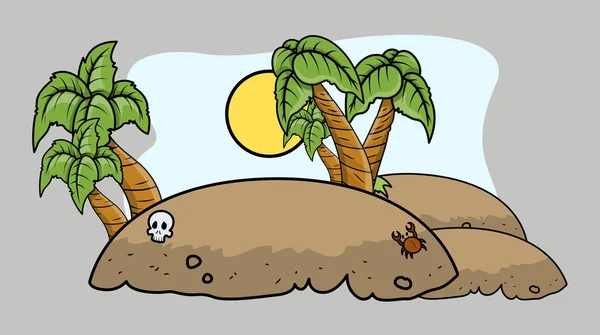 Tropische piraat eiland - cartoon vectorillustratie — Stockvector