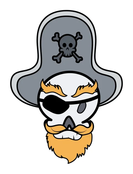 Kapten pirate skull - vektor tecknad illustration — Stock vektor