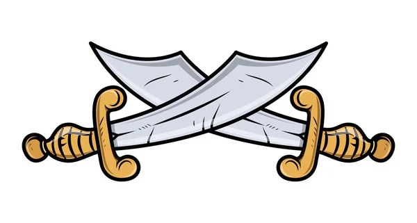 Brazos cruzados de la espada del emblema - Vector ilustración de dibujos animados — Archivo Imágenes Vectoriales