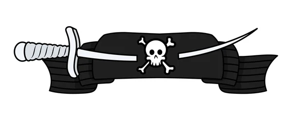 Banner pirata con espada - Vector ilustración de dibujos animados — Archivo Imágenes Vectoriales