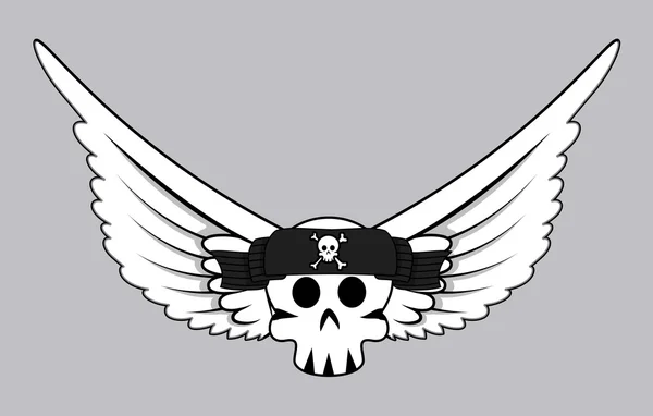 Flying Jolly Roger Skull Vector — Stock Vector