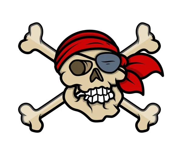 Татуировка "Перекрещенный череп пирата" - векторная иллюстрация карикатуры — стоковый вектор