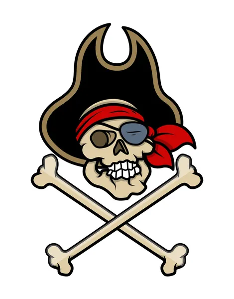 Pirat czaszka tatuaż - ilustracja kreskówka wektor — Wektor stockowy