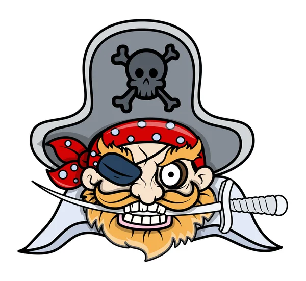 Capitán piratas tatuaje cara — Vector de stock