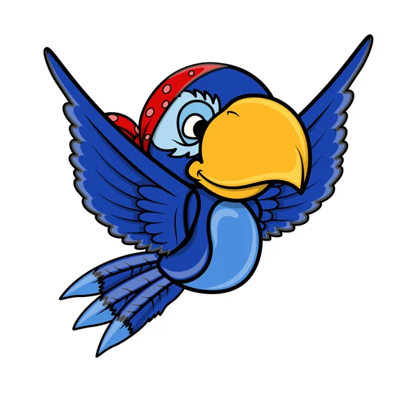 Pirate Blue Parrot - Vector Cartoon Illustration — Stock Vector