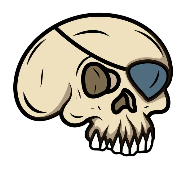 Cartoon Eye Patched Skull - Illustrazione del cartone animato vettoriale — Vettoriale Stock