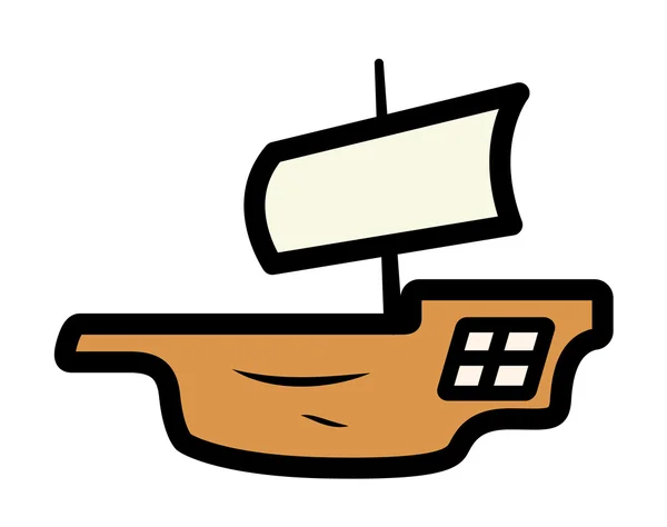 Ilustração mínima do navio velho — Vetor de Stock