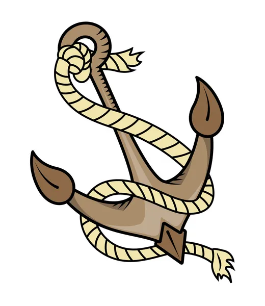 Ship Anchor with Rope - Vector Cartoon Illustration — Stock Vector