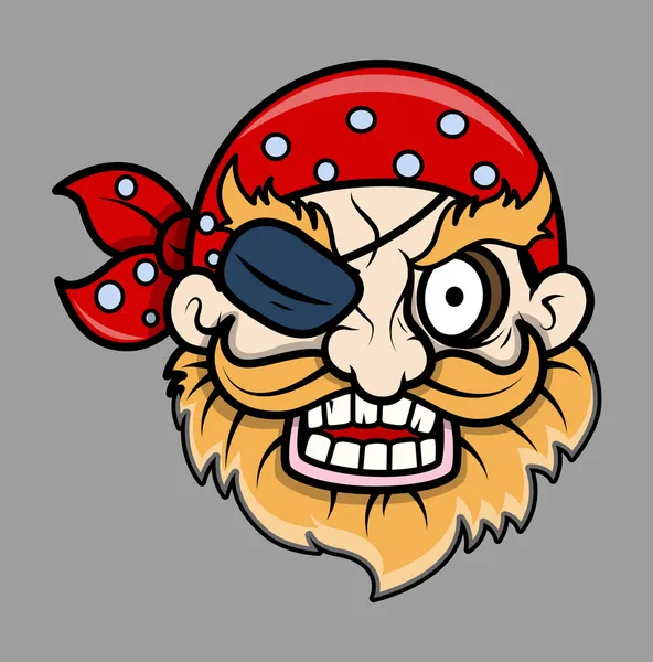 Ojo enojado parcheado hombre pirata - Vector ilustración de dibujos animados — Vector de stock