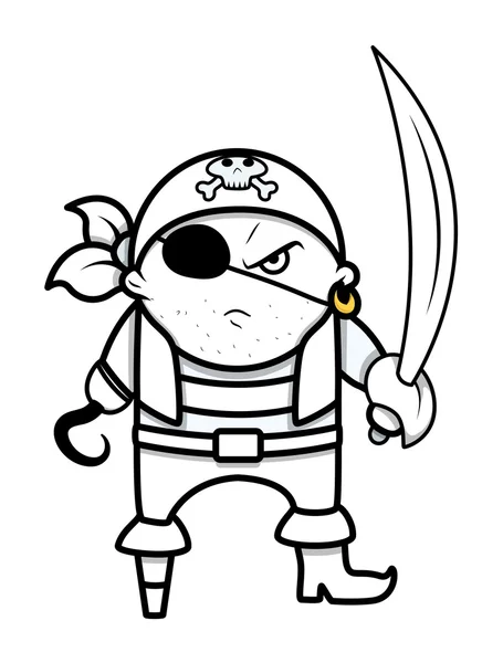 ベクトル漫画イラスト面白い怒っているかわいい海賊キャプテン — ストックベクタ