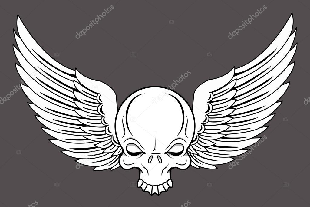 Flying Skull - Vector Cartoon Illustration