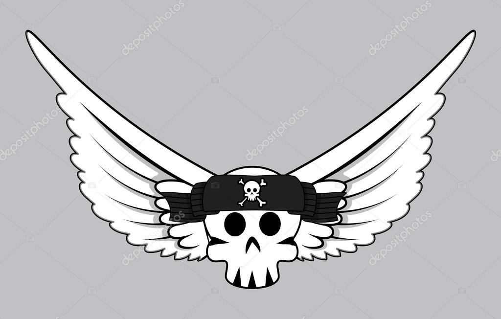 Flying Jolly Roger Skull Vector