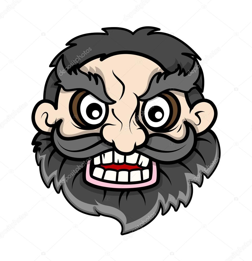 Evil Beard Face - Vector Cartoon Illustration Stock Vector Image by ©baavli  #29806177