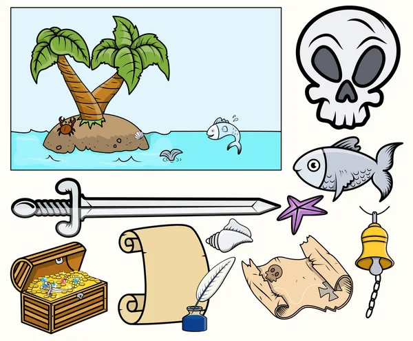 Set de ilustraciones piratas — Archivo Imágenes Vectoriales