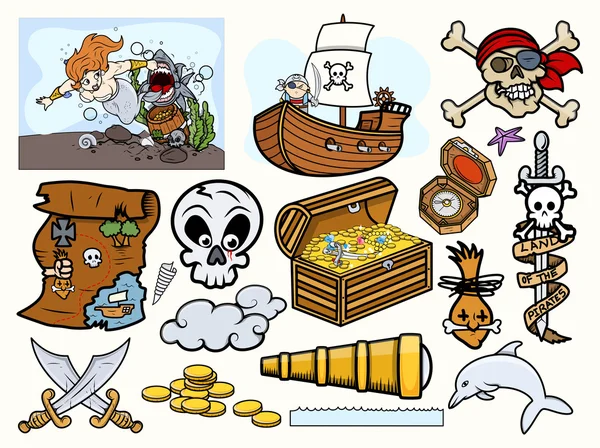 Vector de piratas - Colección de elementos — Vector de stock