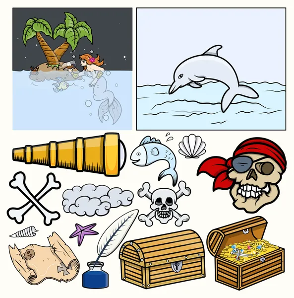 Pirates elementen vector - treasure hunt — Stockvector