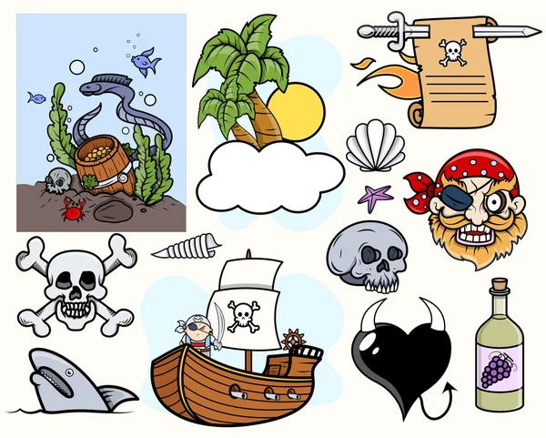 Storia dei pirati Vettori dei cartoni animati — Vettoriale Stock