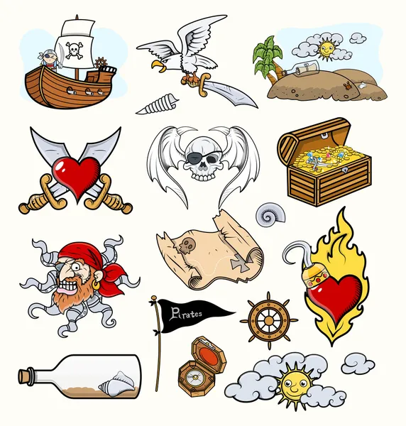 Pirates Vector Illustrations & Cartoon Icons — Stock Vector