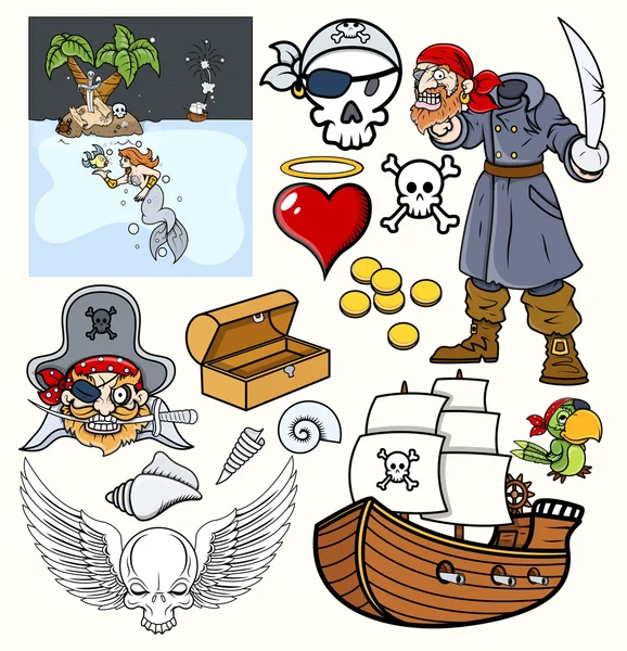 Ensemble d'illustrations vectorielles pirates — Image vectorielle