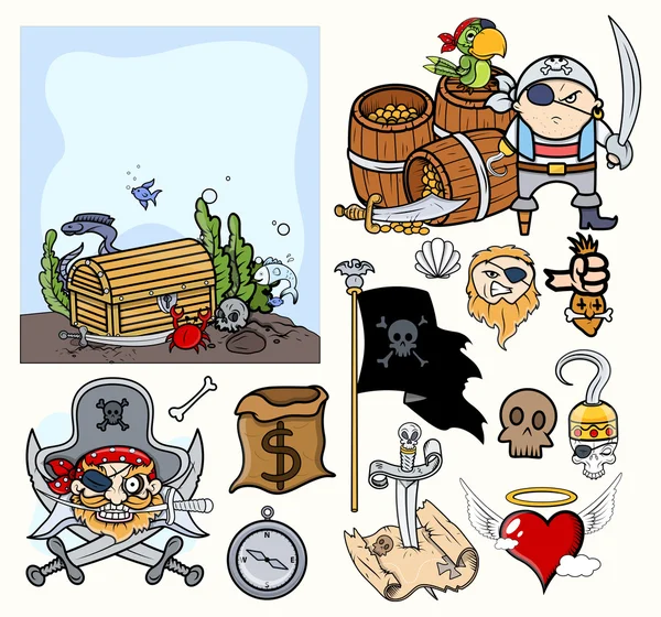 Dessins animés pirates — Image vectorielle