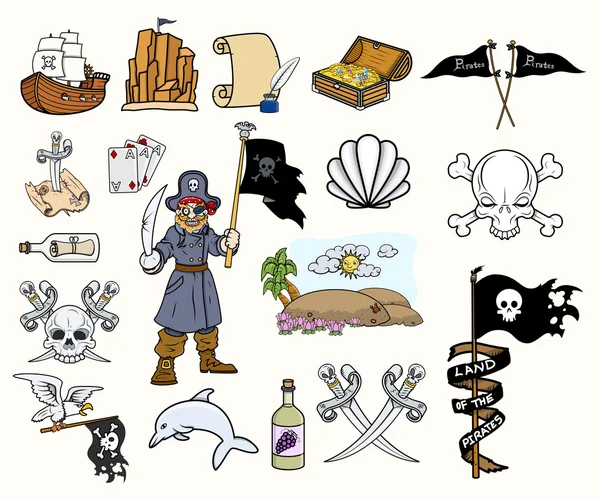 Pirates cartoon vectoren set — Stockvector