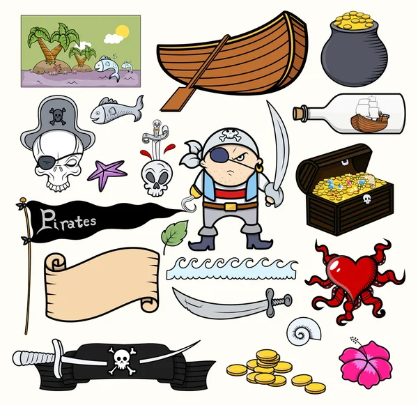 Pirata Cartoons Vector — Vetor de Stock