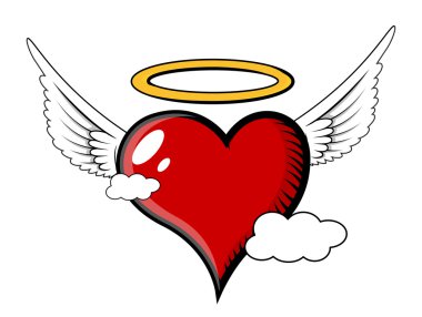 melek kalp uçan - vektör çizim