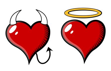 iyi ve kötü kalp - vektör çizim