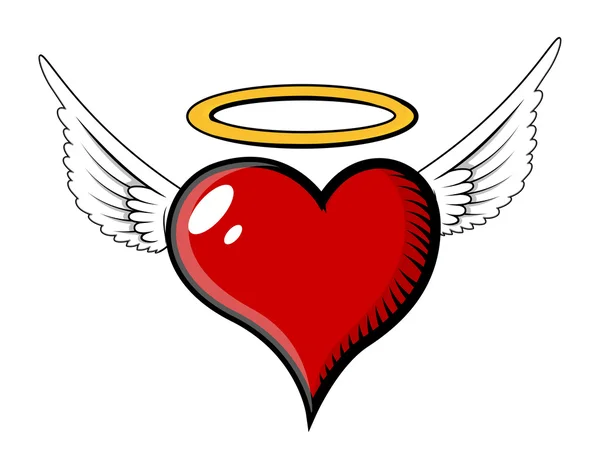 Corazón de ángel - Ilustración vectorial — Vector de stock