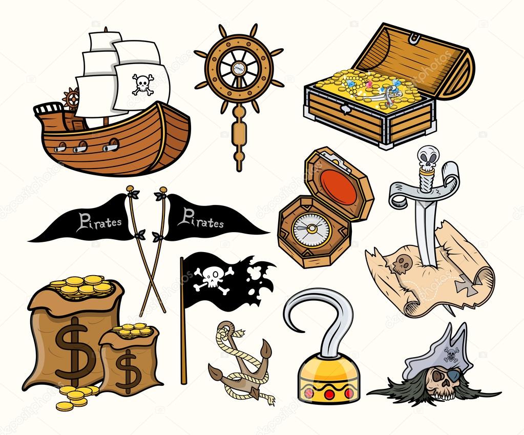 Pirates and Stuff - Cartoon Vector Illustration