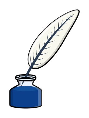 Quill'i inkpot - karikatür vektör çizim