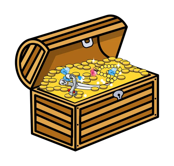 Treasure Box - Cartoon Vector Illustration — Stock Vector